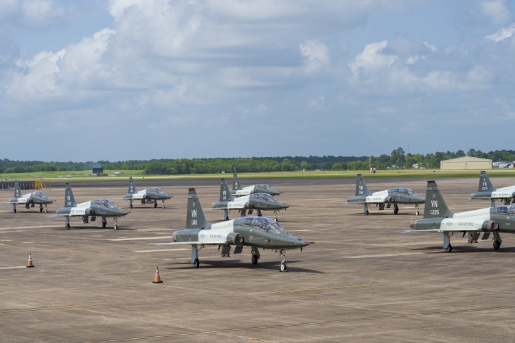 Military aircrafts on the airfield at Chennault International Airport